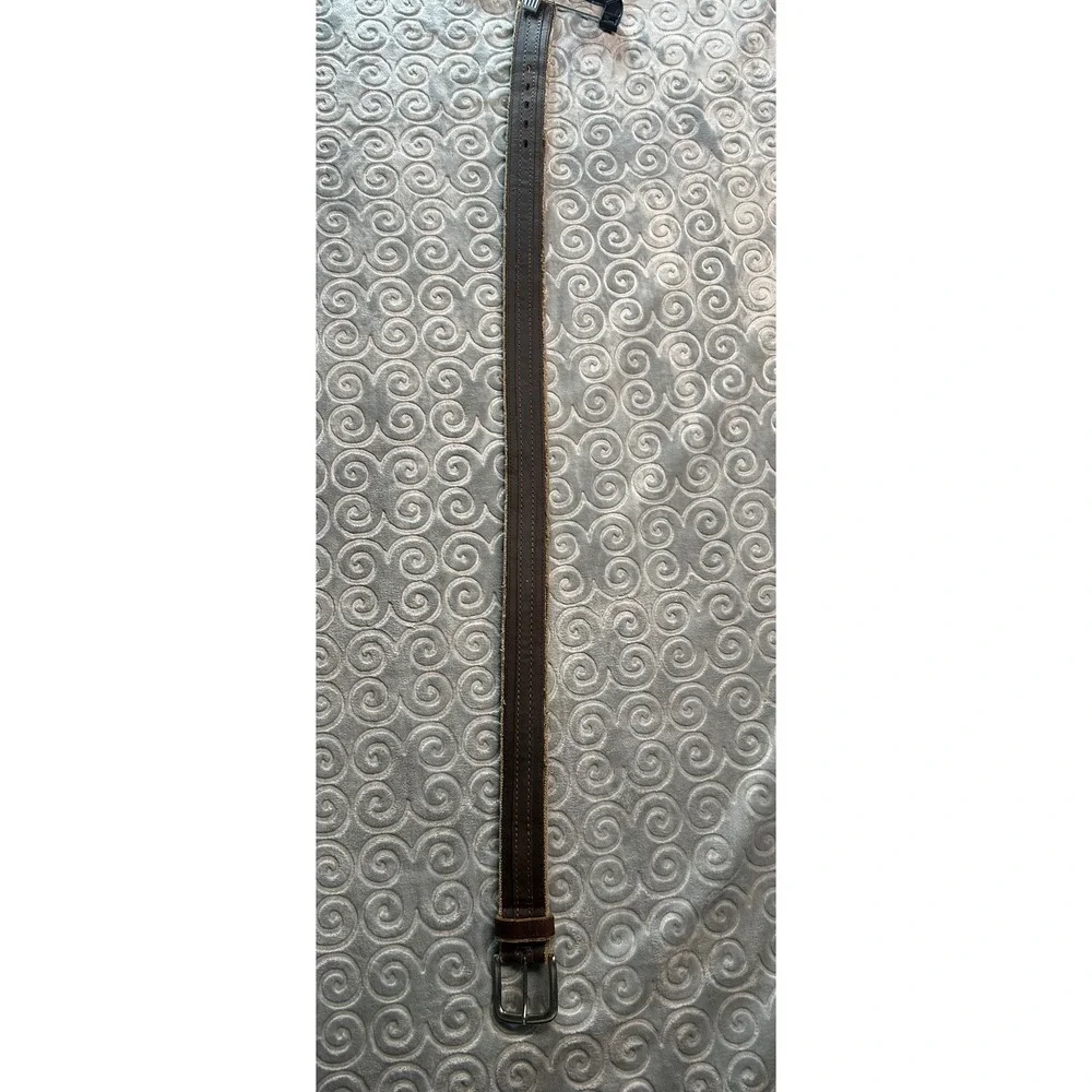 BKE Brown and Tan Leather Suede-Trim Belt